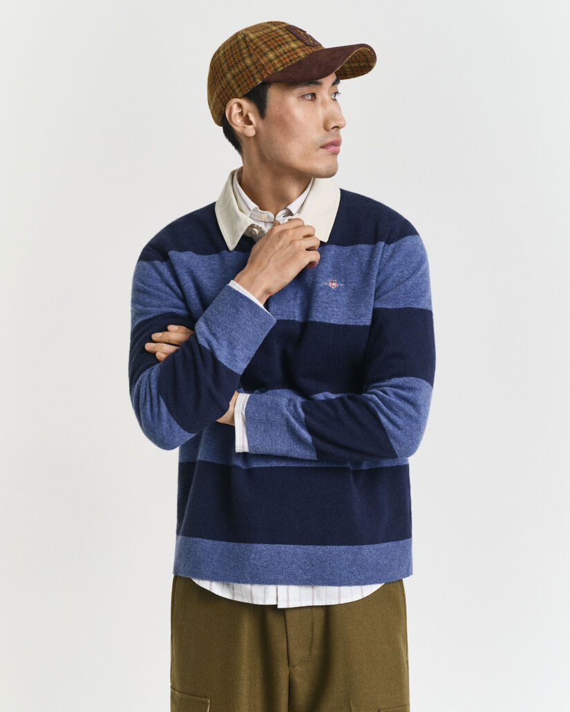 Striped Extra Fine Lambswool Rugger Sweater