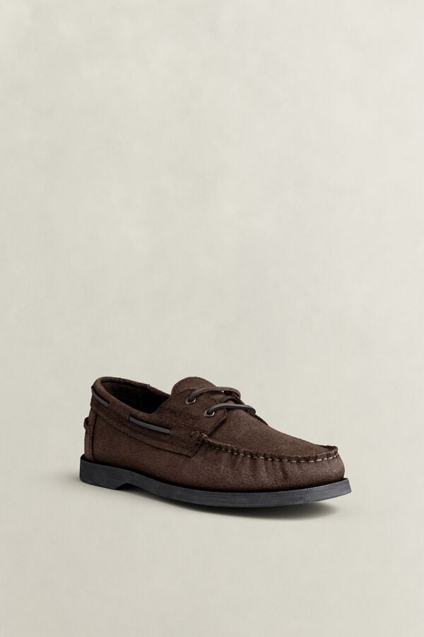 Yardport Suede Boat Shoes — DARK BROWN