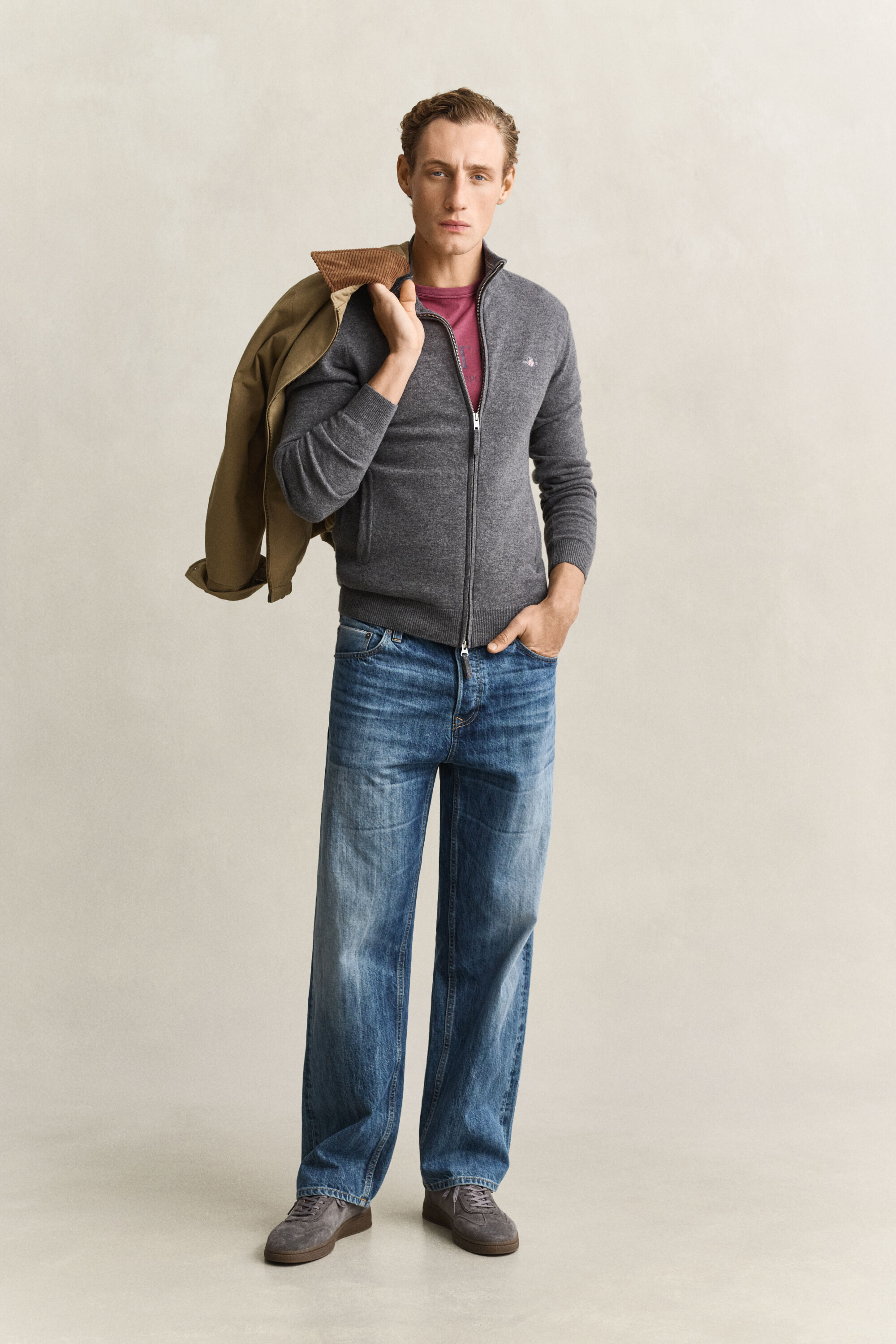 Lambswool Zip Cardigan