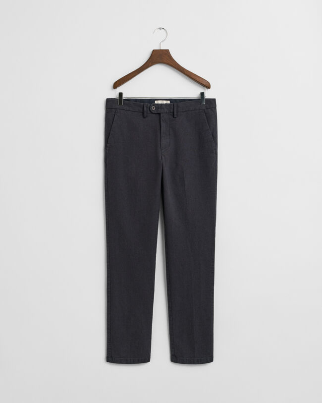 Slim Fit Cotton Herringbone Pants