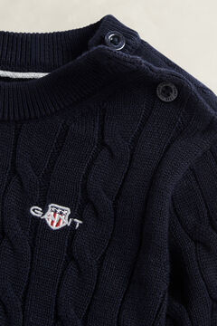 Boys Shield Cable Knit Sweater — EVENING BLUE 1