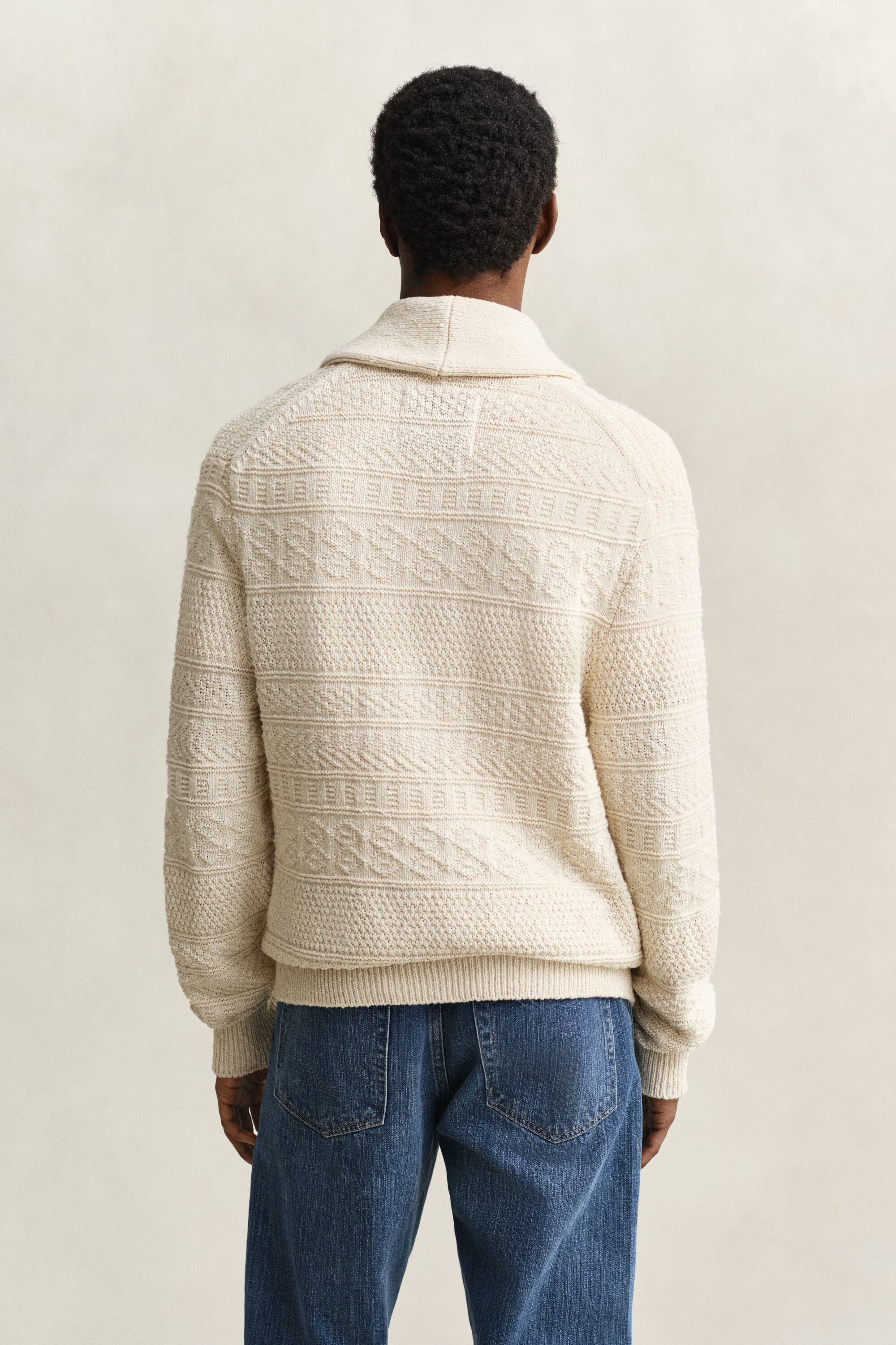 Textured Cotton Blend Cardigan