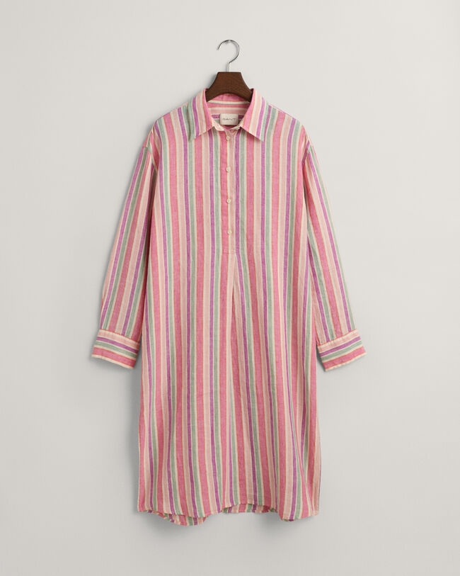 Multi Striped Linen Shirt Dress