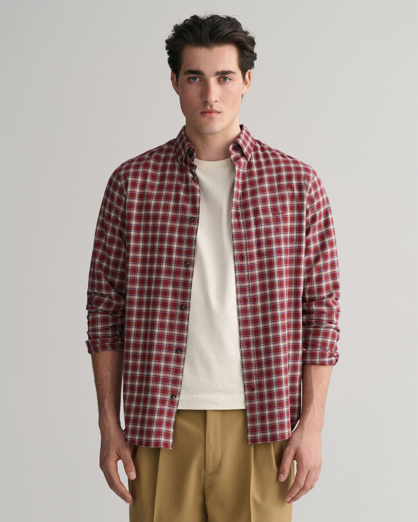 Regular Fit Micro Tartan Flannel Shirt