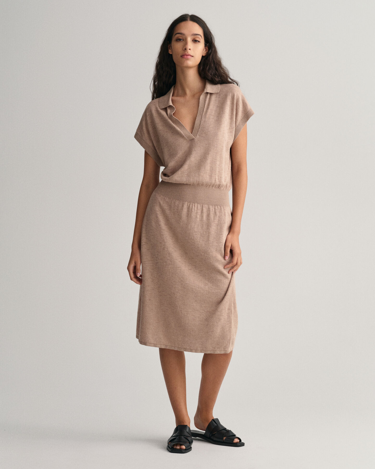Collared Linen Blend Dress