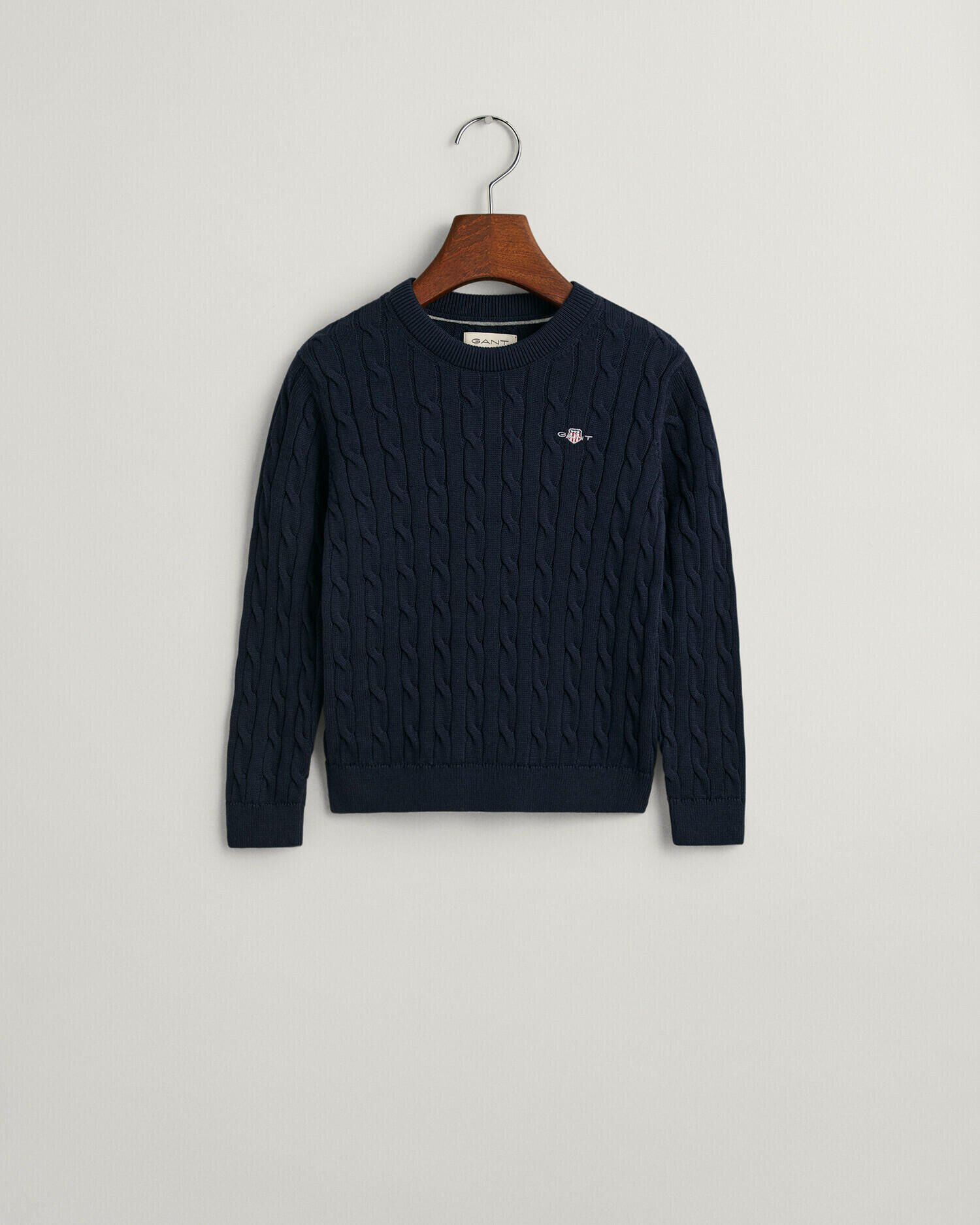 Kids Shield Cotton Cable Knit Crew Neck Sweater