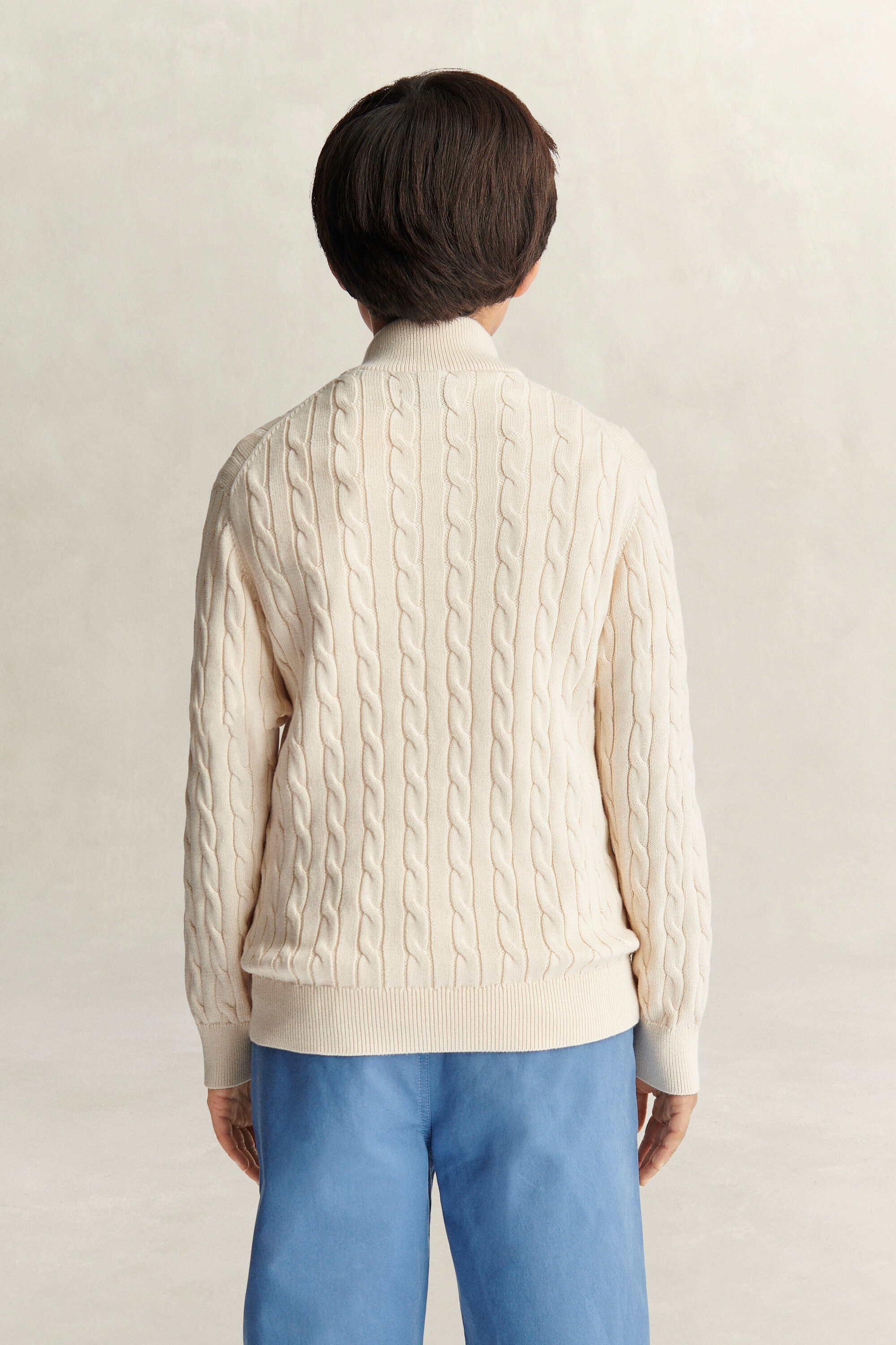 Teen Boys Shield Cable Knit Half-Zip Sweater
