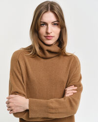 Herringbone Detail Turtleneck Dress