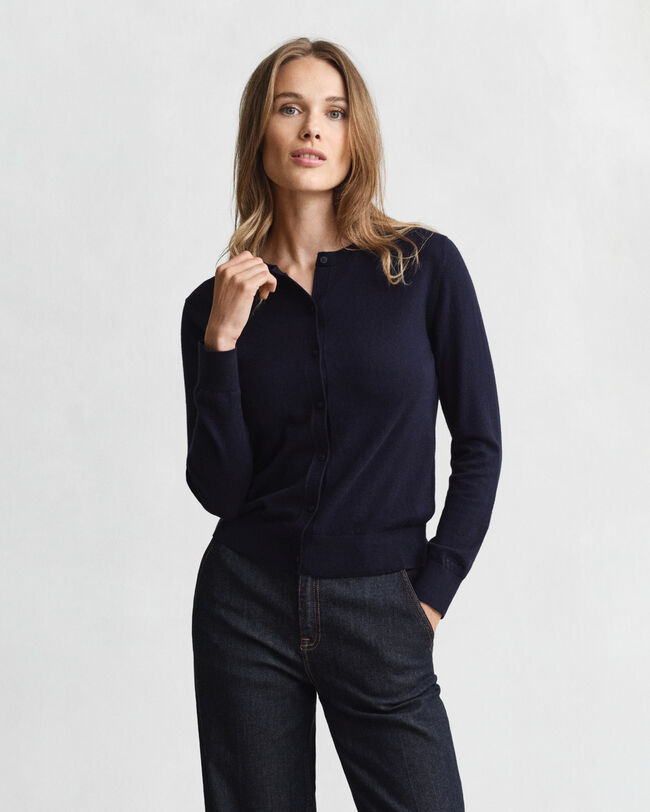 Lightweight Knit Crew Neck Cardigan