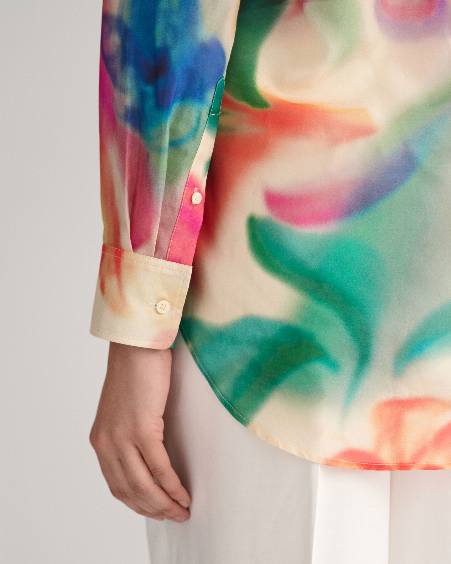 Relaxed Fit Floral Print Cotton Silk Shirt