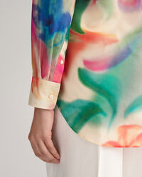 Relaxed Fit Floral Print Cotton Silk Shirt