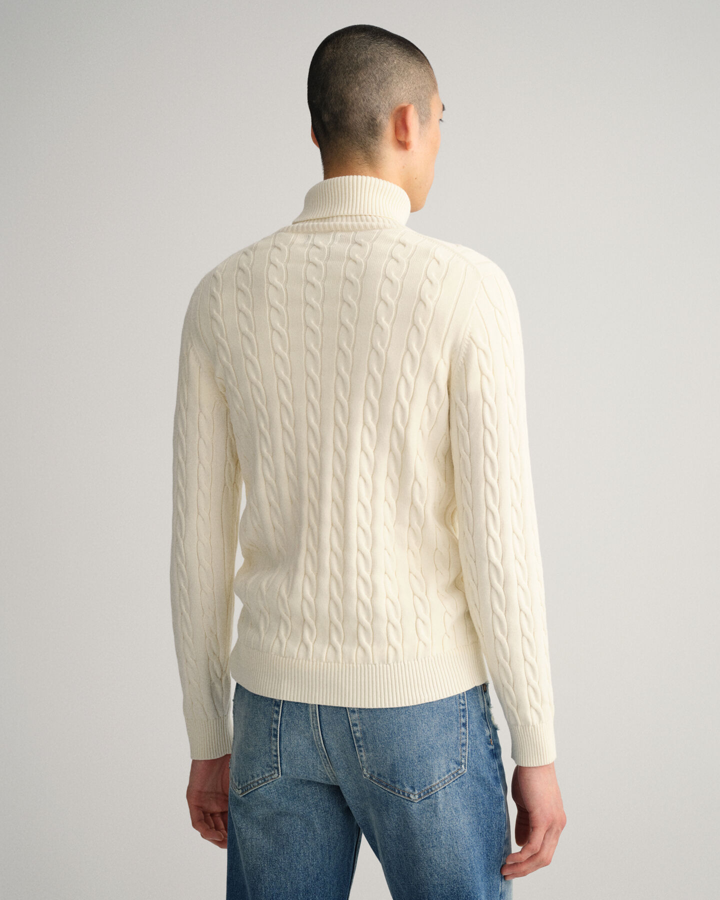 Cotton Cable Turtleneck Sweater