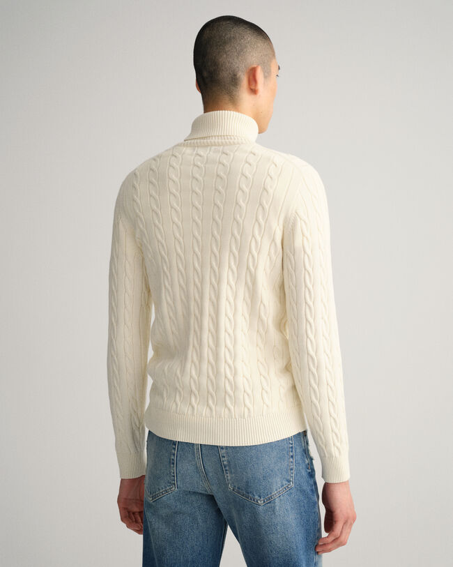 Cotton Cable Turtleneck Sweater