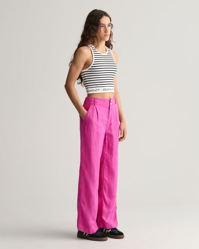 Teen Girls Wide Leg Pleated Linen Pants
