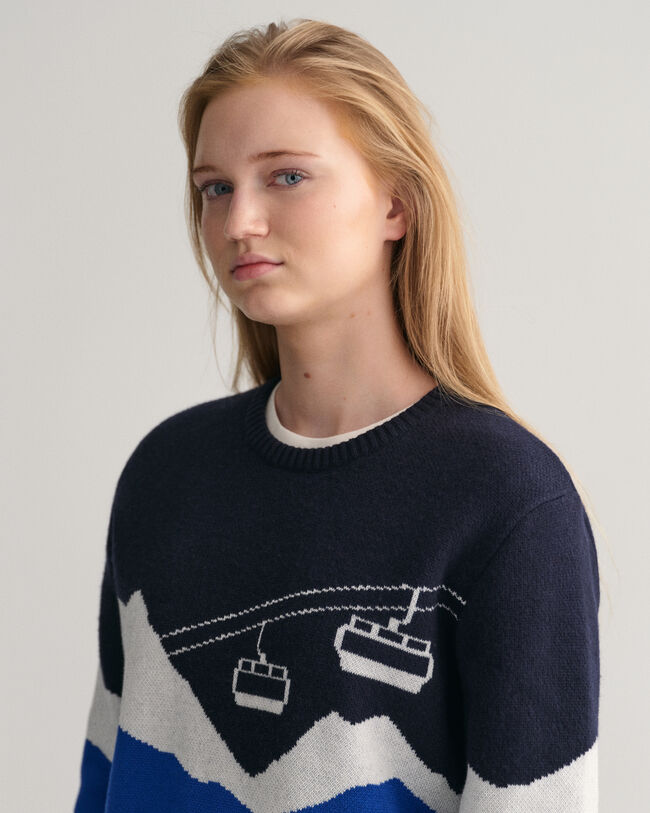 Teens Alpine Jacquard Crew Neck Sweater