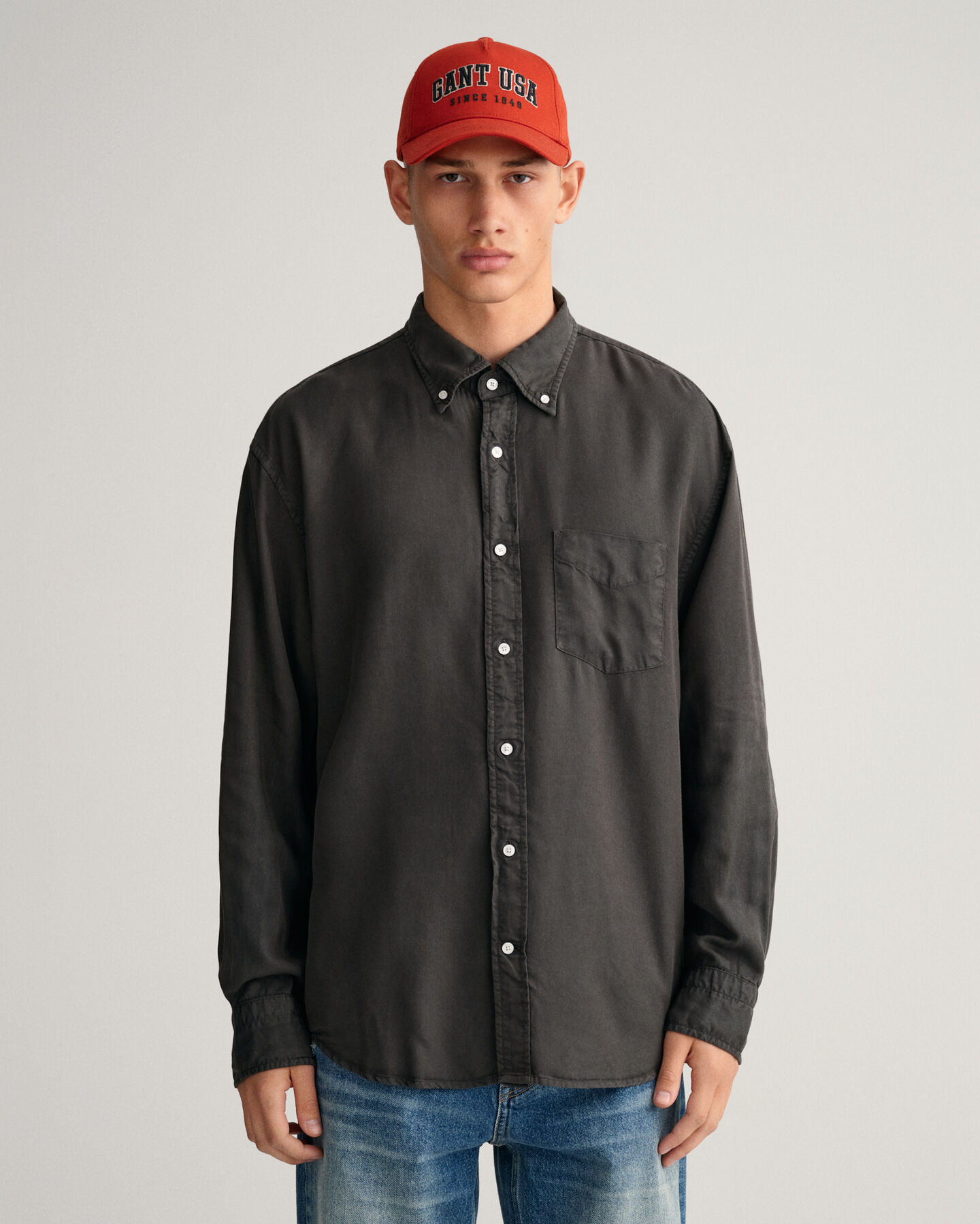 Relaxed Fit Garment-Dyed Lyocell Shirt