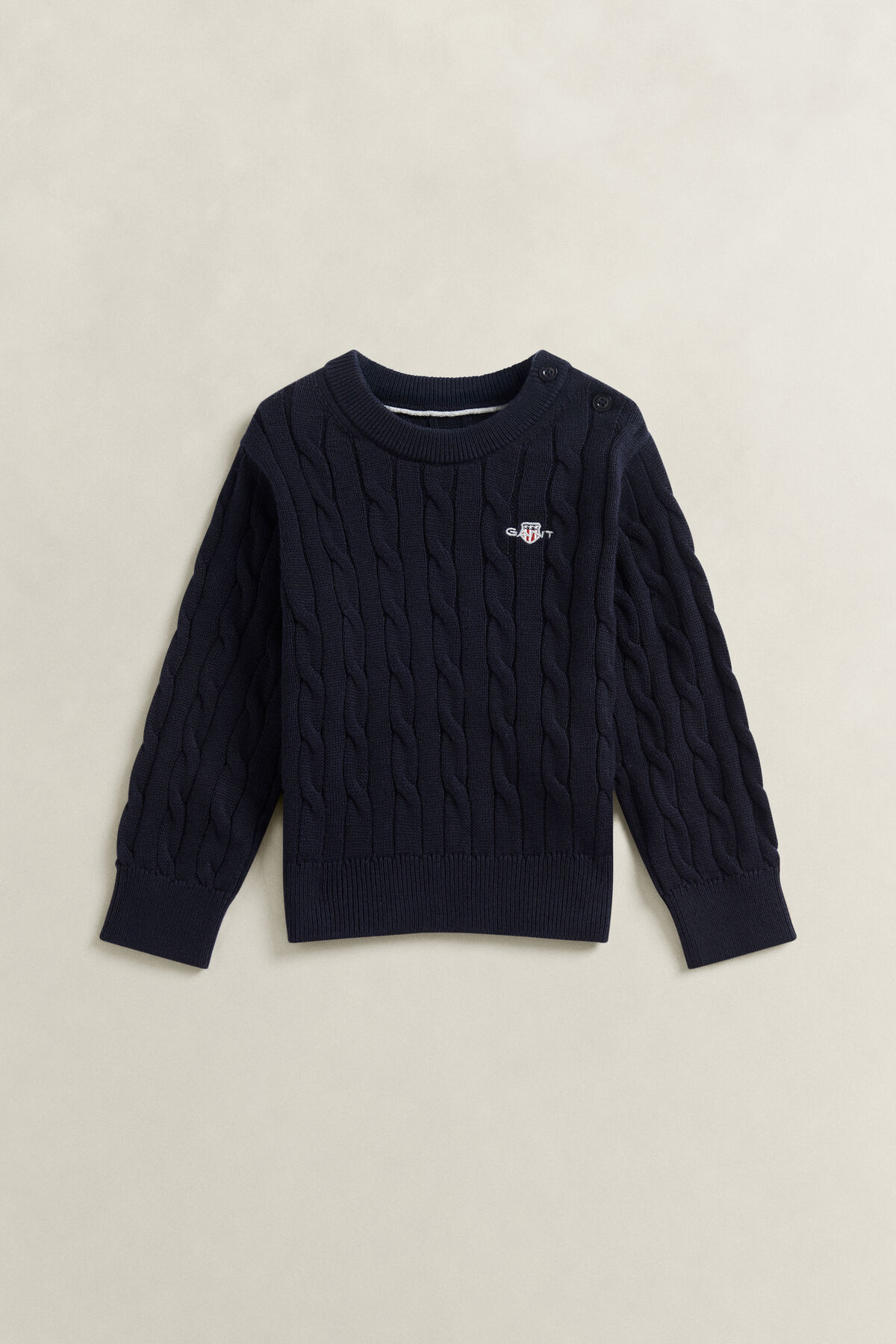 Boys Shield Cable Knit Sweater — EVENING BLUE