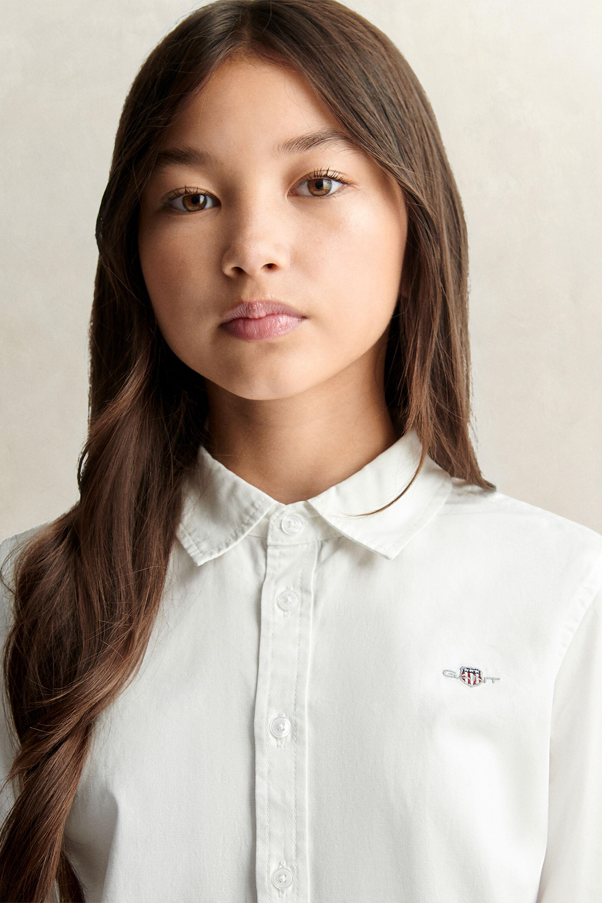 Teen Girls Cotton Shirt — WHITE