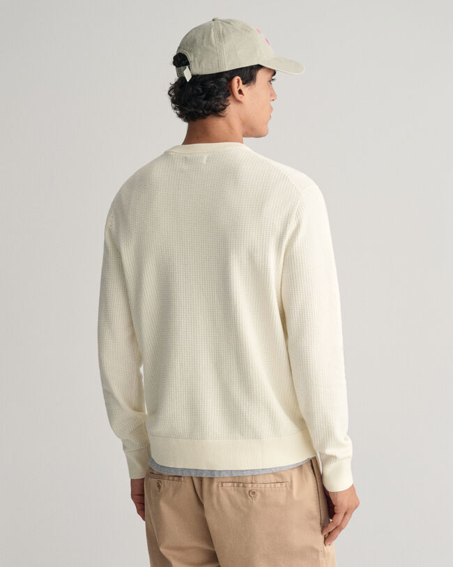 Textured Cotton Crew Neck Sweater