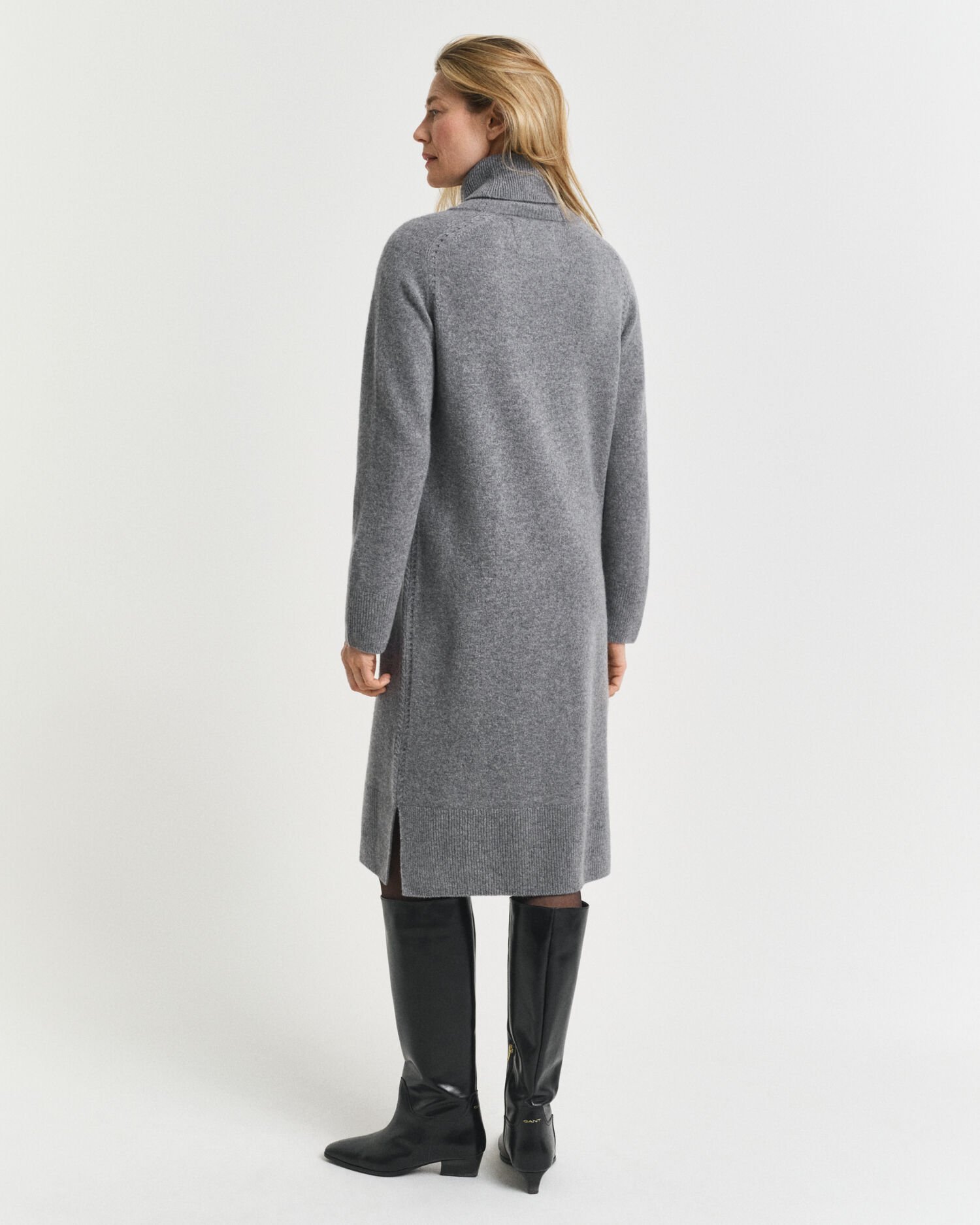 Knit Detail Turtleneck Dress