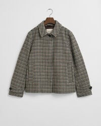 Short Checked Wool Blend Car Coat