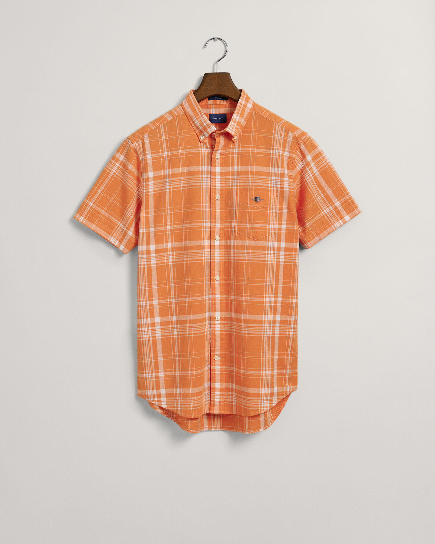 Regular Fit Check Cotton Linen Short Sleeve Shirt