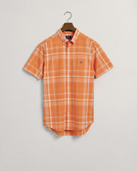 Regular Fit Check Cotton Linen Short Sleeve Shirt