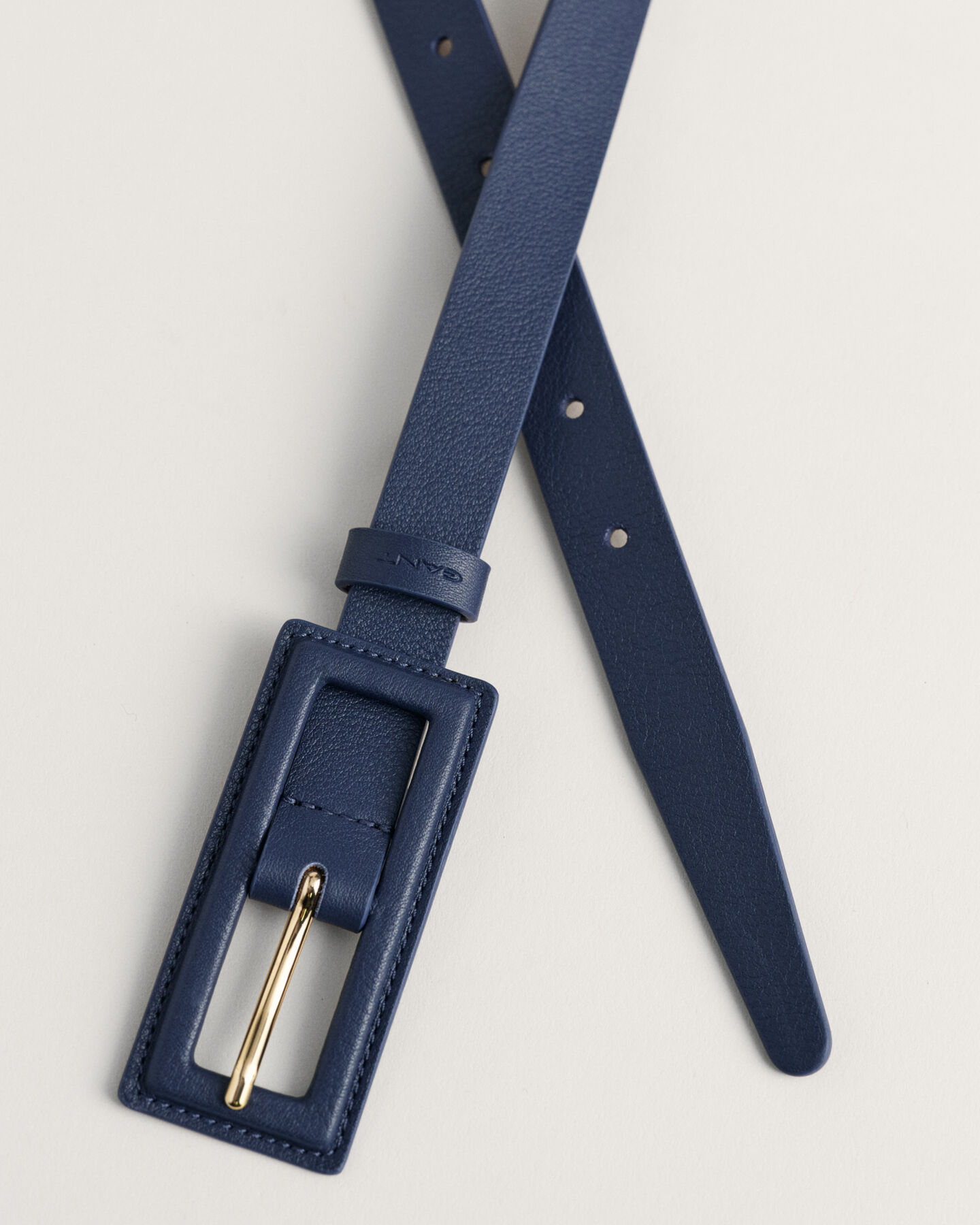 Covered Buckle Slim Leather Belt