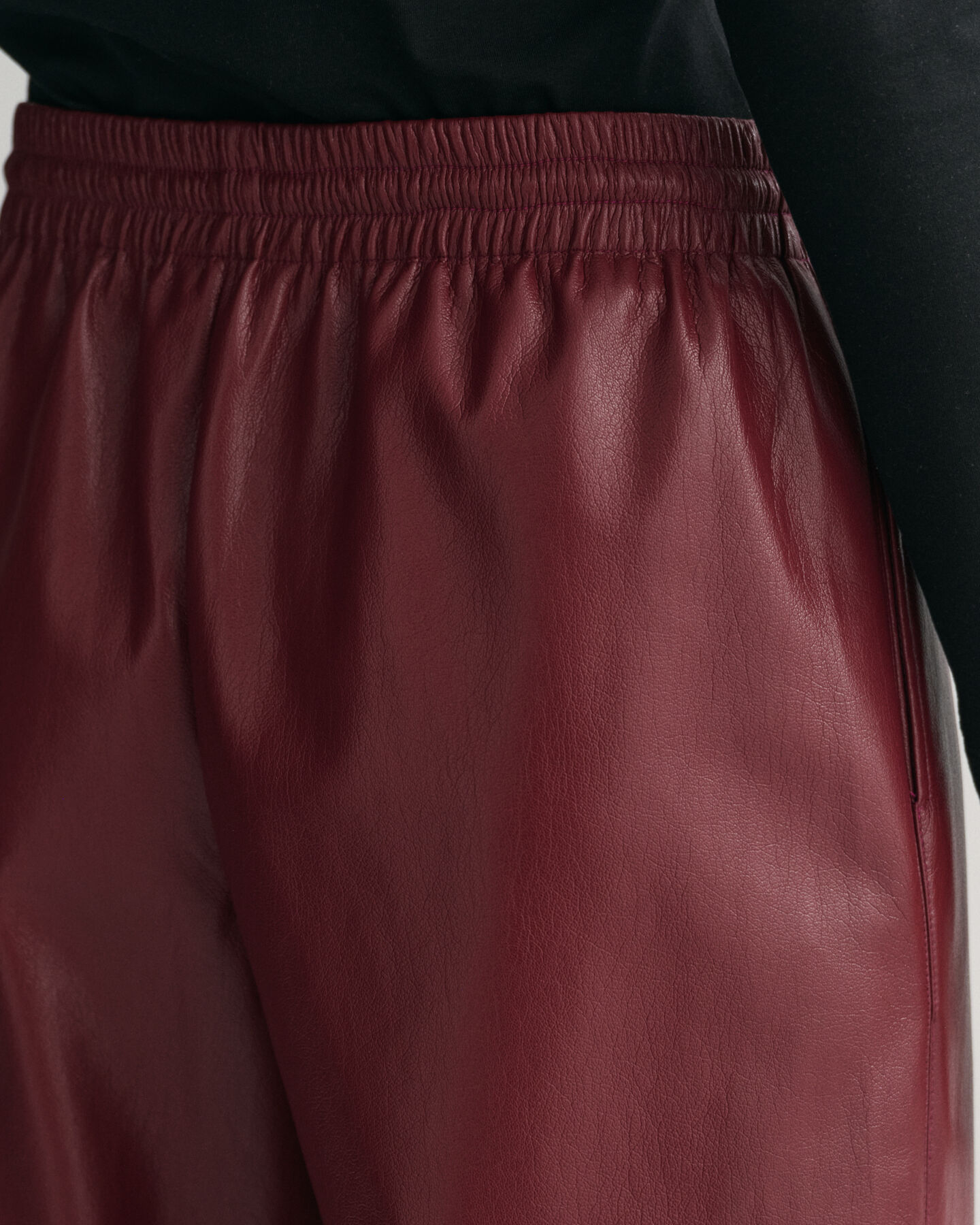 Relaxed Fit Faux Leather Pull-On Pants