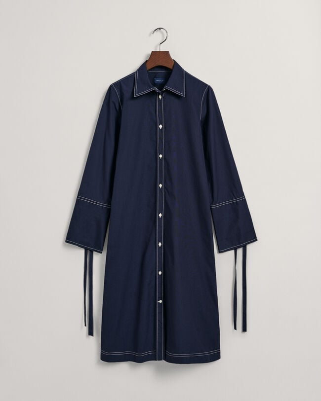 Contrast Stitch Shirt Dress