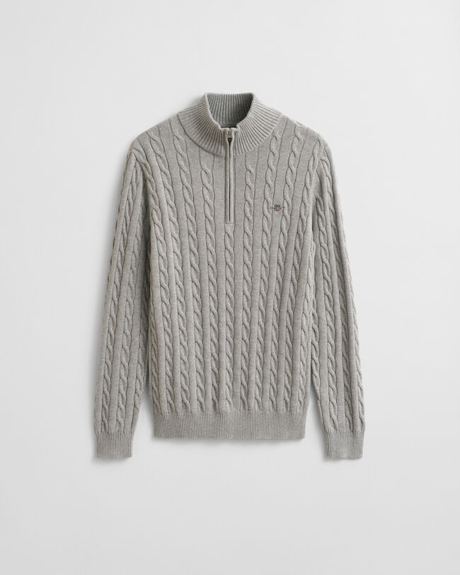 Cotton Cable Knit Half-Zip Sweater