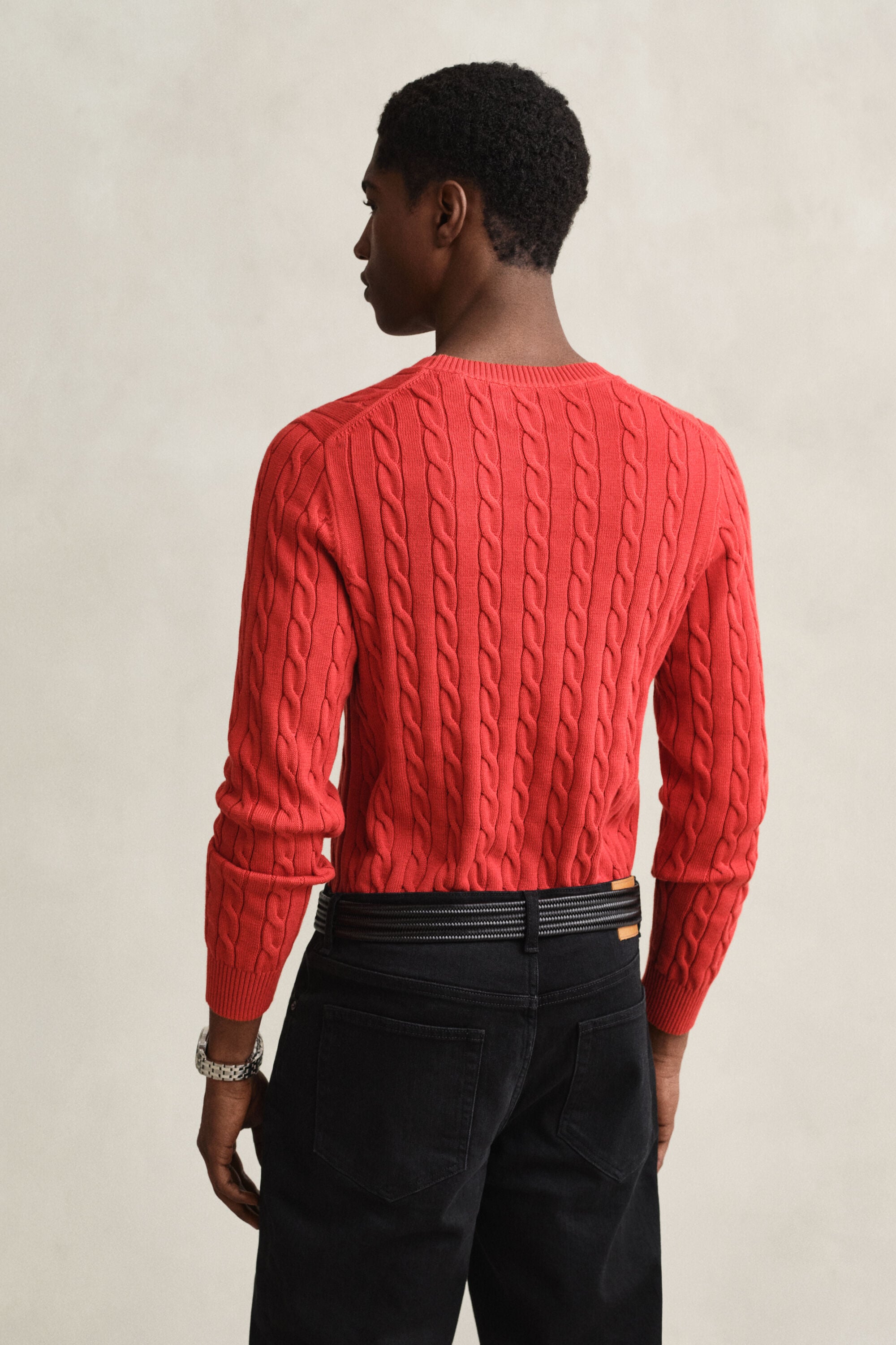 Cotton Cable Knit Crew Neck Sweater