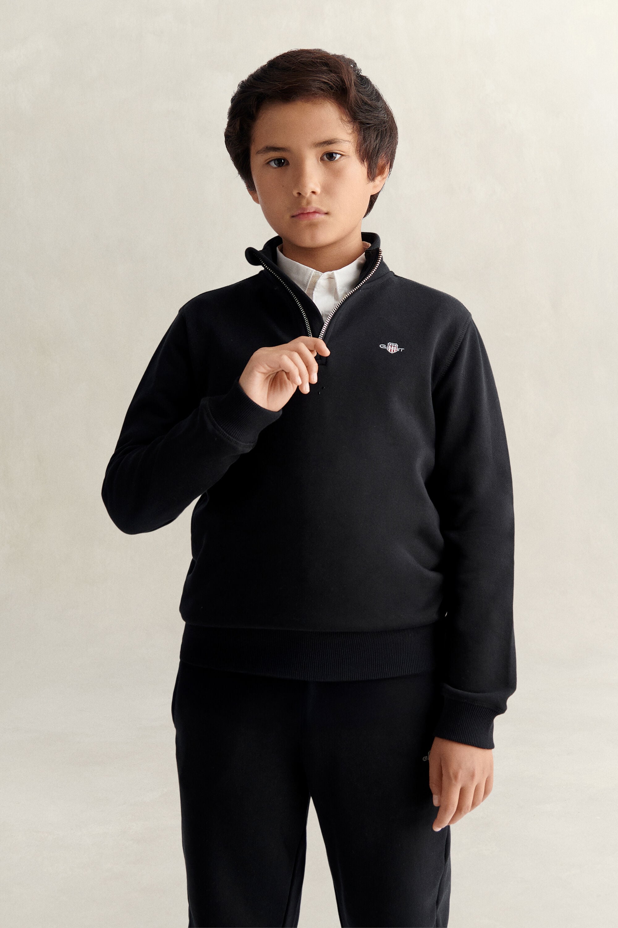 Teen Boys Shield Half-Zip Sweatshirt — BLACK