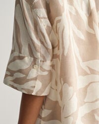 Relaxed Fit Palm Print Linen Short Sleeve Shirt