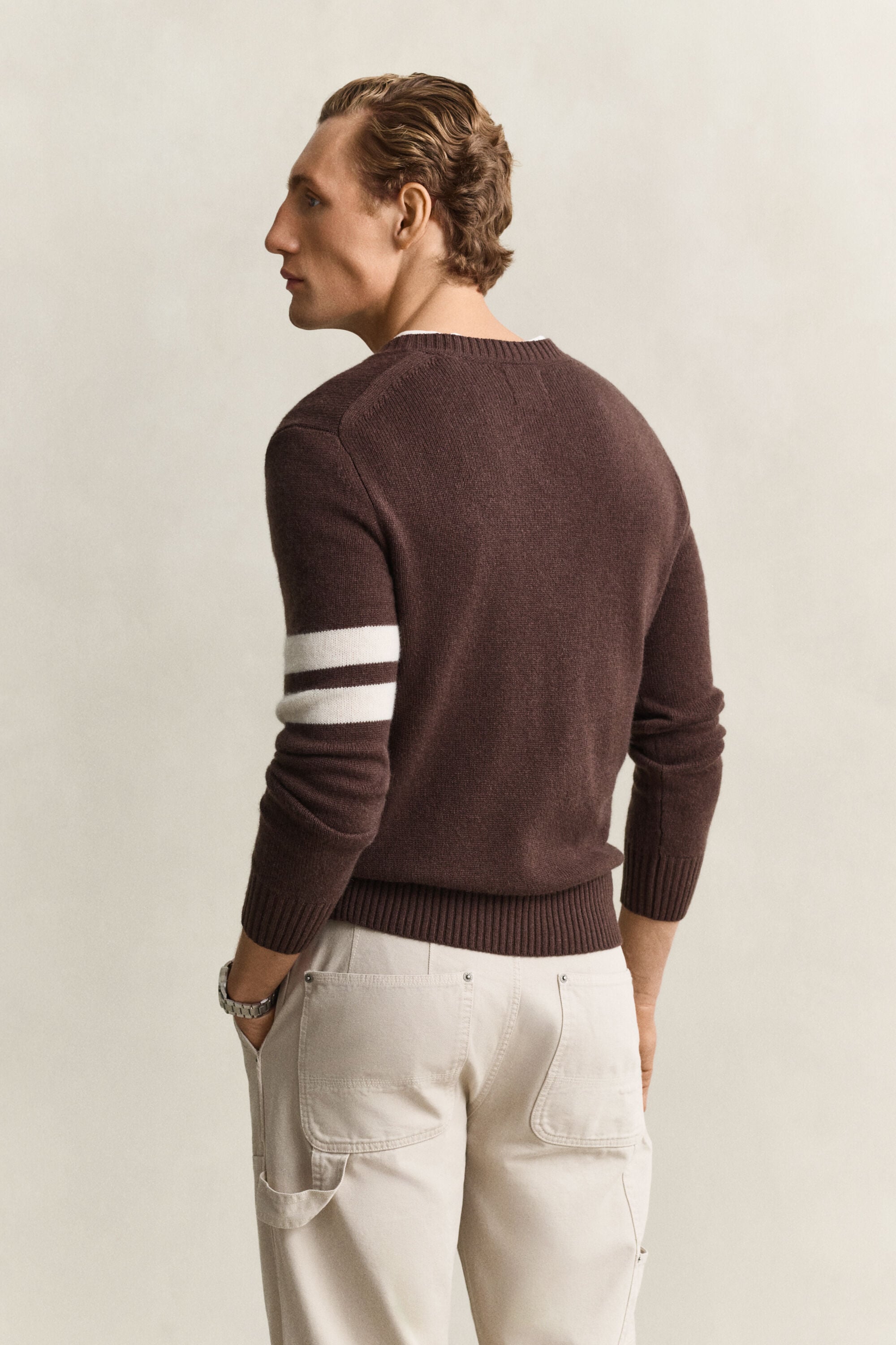 Striped Cashmere V-Neck Sweater