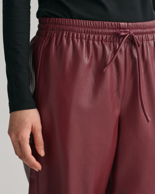 Relaxed Fit Faux Leather Pull-On Pants
