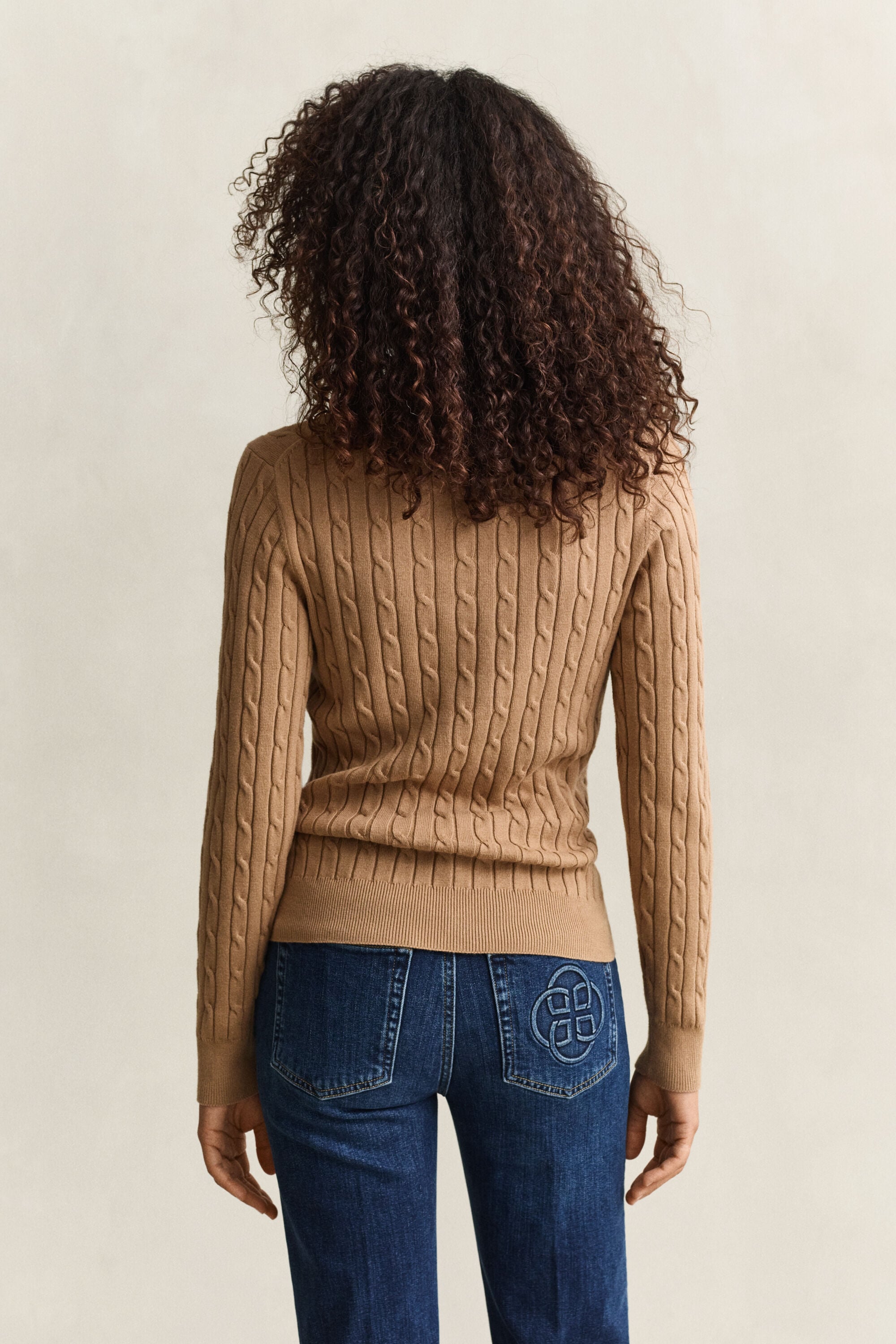 Classic Cable Knit Sweater — WARM KHAKI