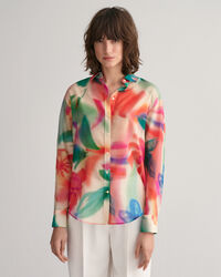 Relaxed Fit Floral Print Cotton Silk Shirt