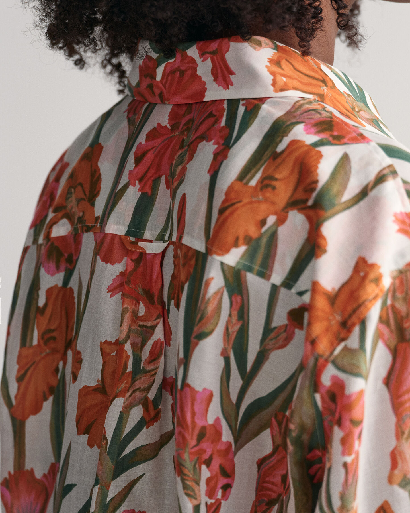 Iris Print Cotton Silk Short Sleeve Shirt