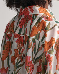 Iris Print Cotton Silk Short Sleeve Shirt
