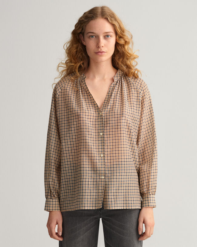 Check Cotton Silk Blouse