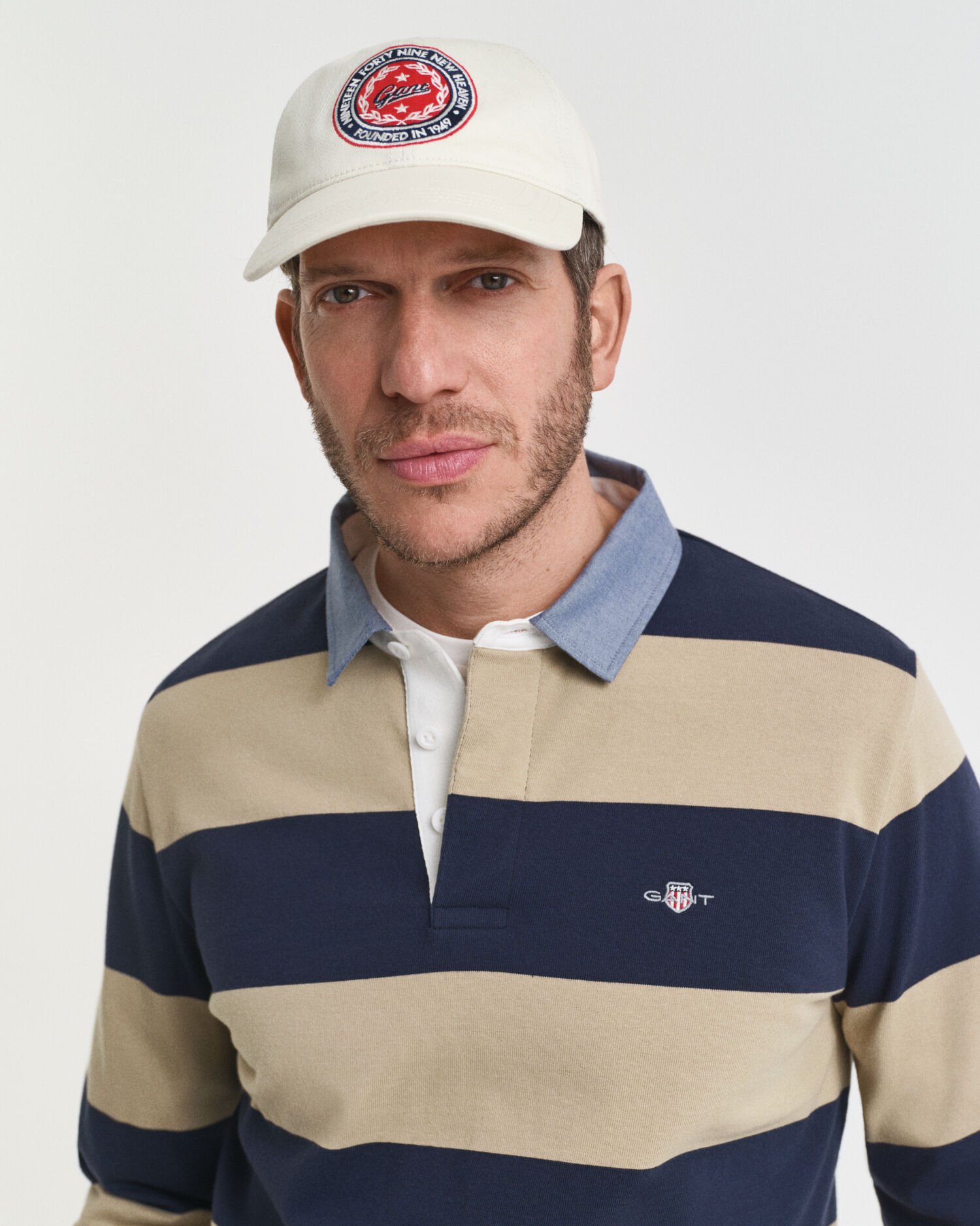 Chambray Collar Striped Heavy Rugger