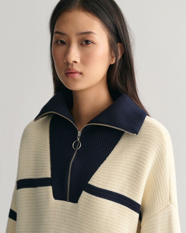 Breton Striped Half-Zip Sweater