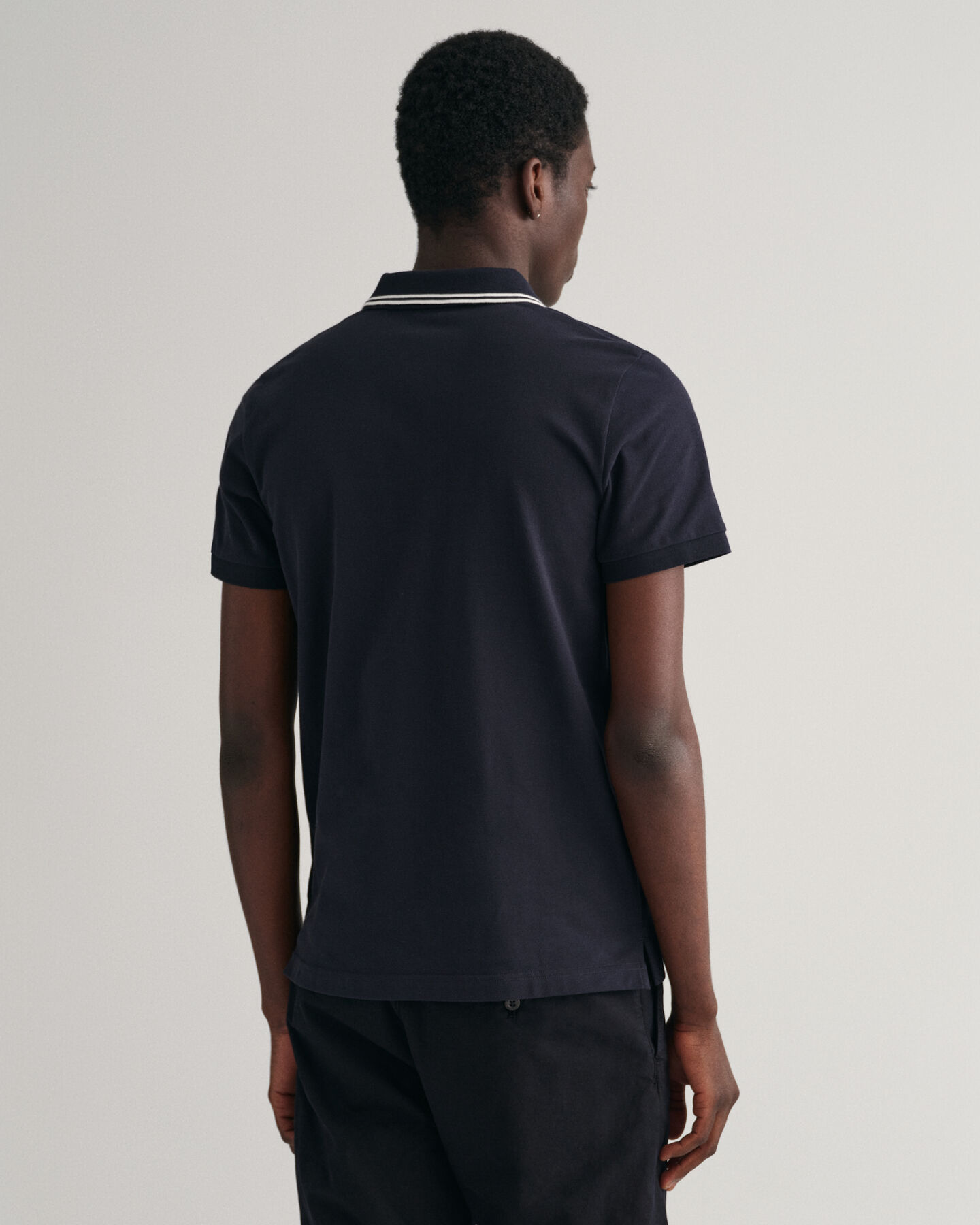 Striped Contrast Collar Piqu&eacute; Polo Shirt