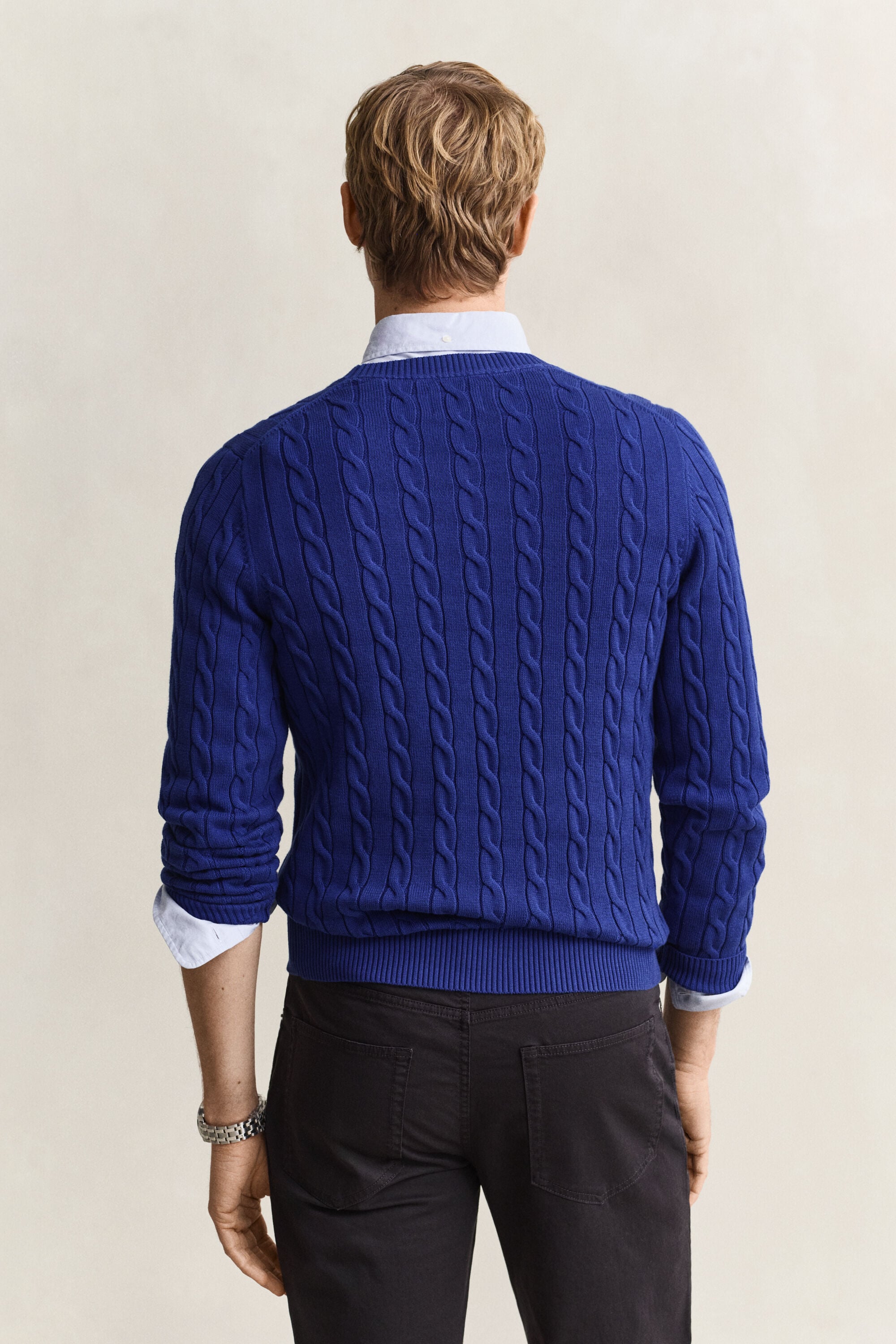 Cotton Cable Knit Crew Neck Sweater