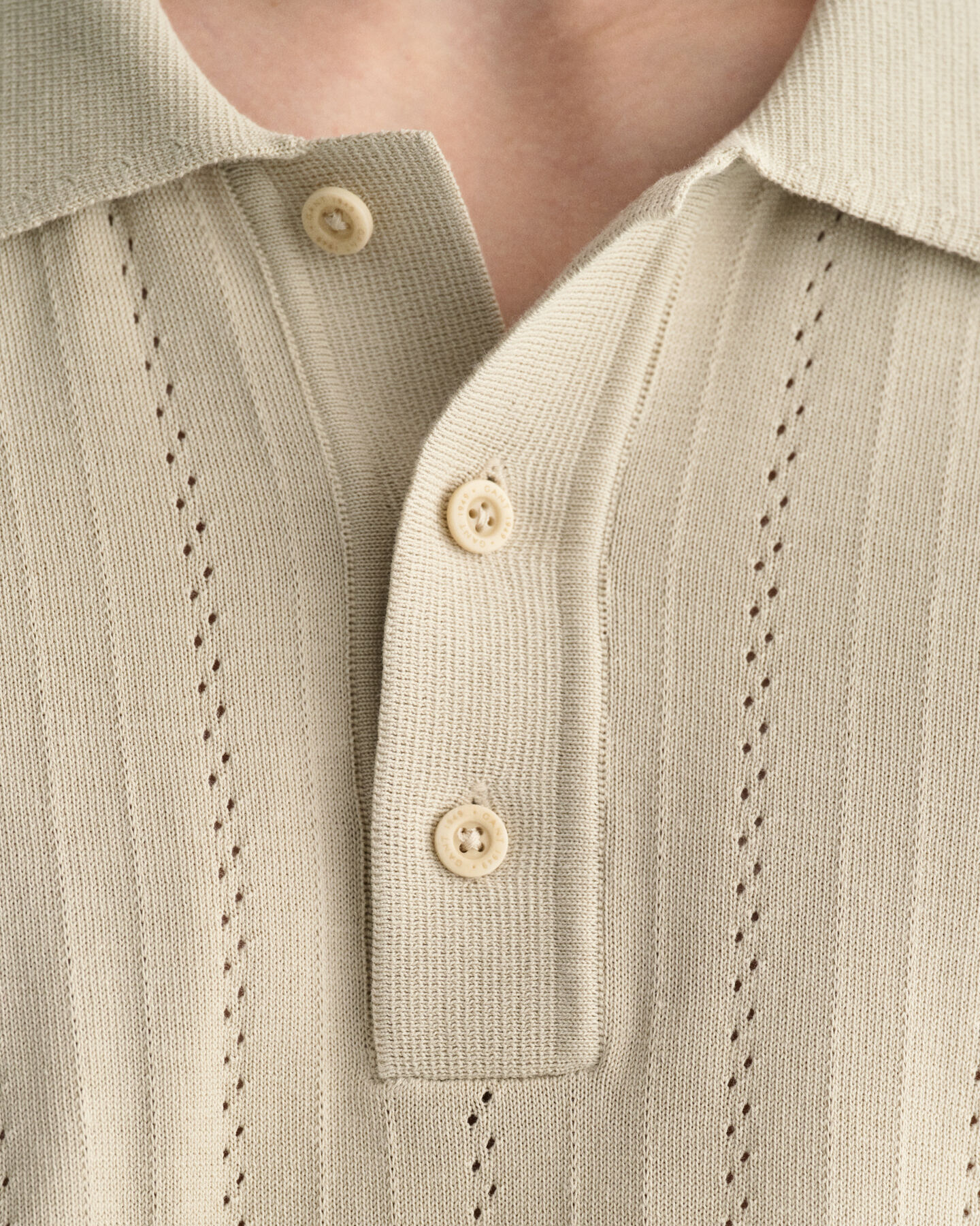 Pointelle Textured Polo Sweater