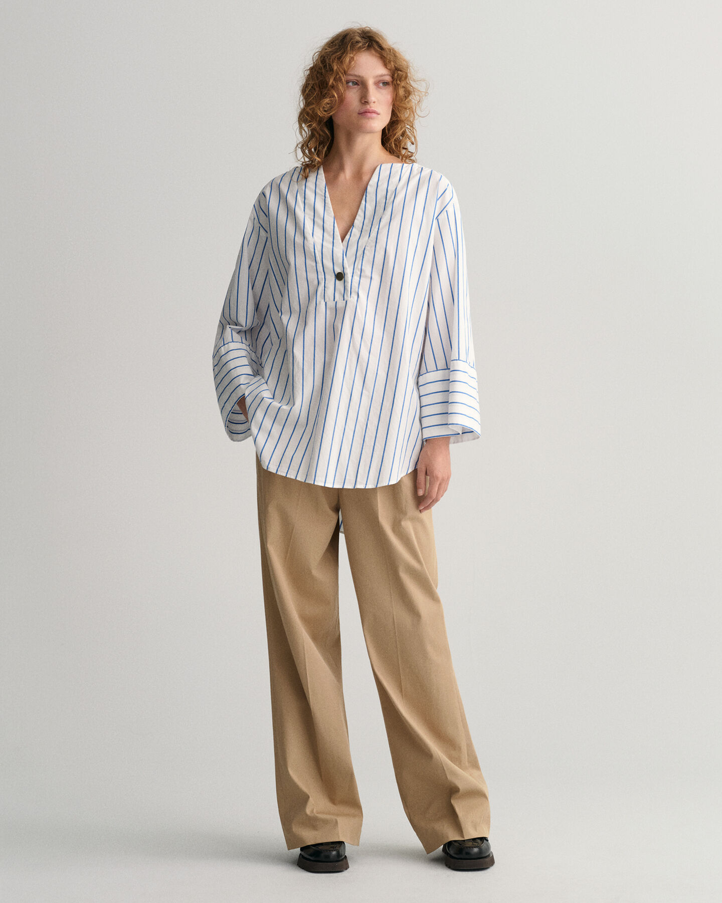 Relaxed Fit Popover Striped Shirt