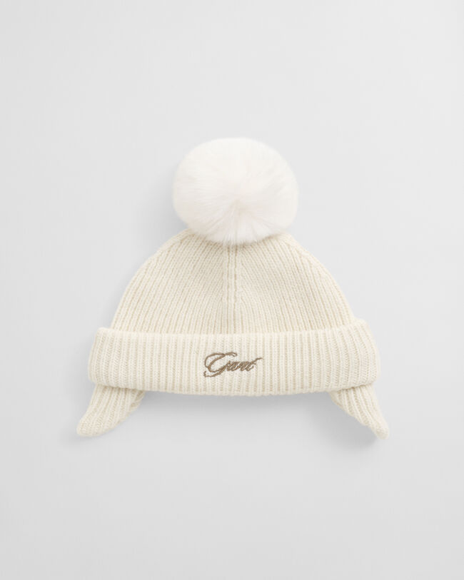 Baby Ear Flaps Pom Pom Beanie
