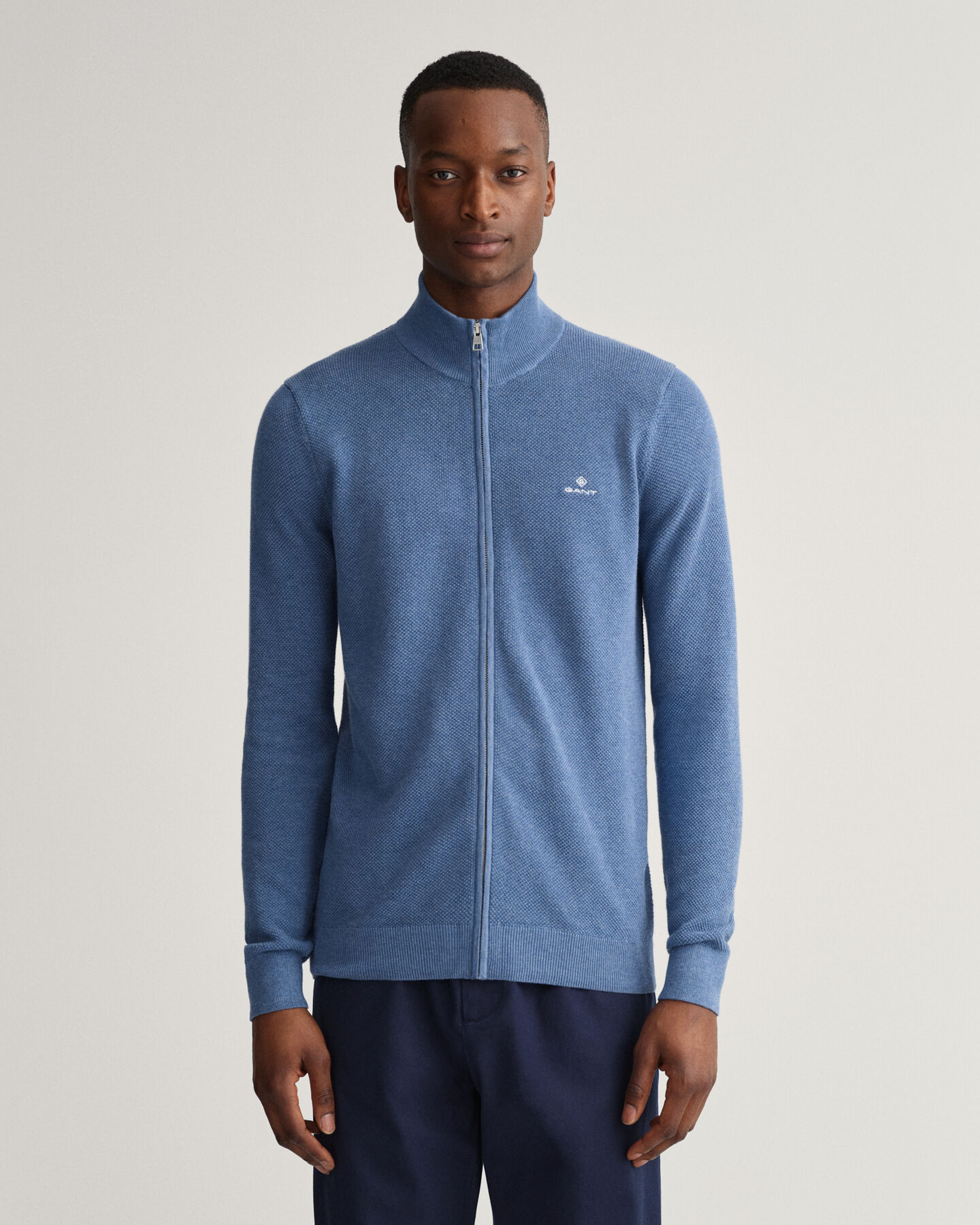 Cotton Piqué Half-Zip Cardigan