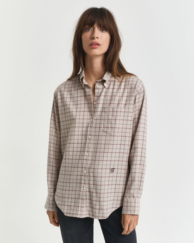 Relaxed Fit Checked Brushed Flannel Shirt